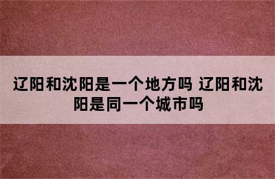 辽阳和沈阳是一个地方吗 辽阳和沈阳是同一个城市吗